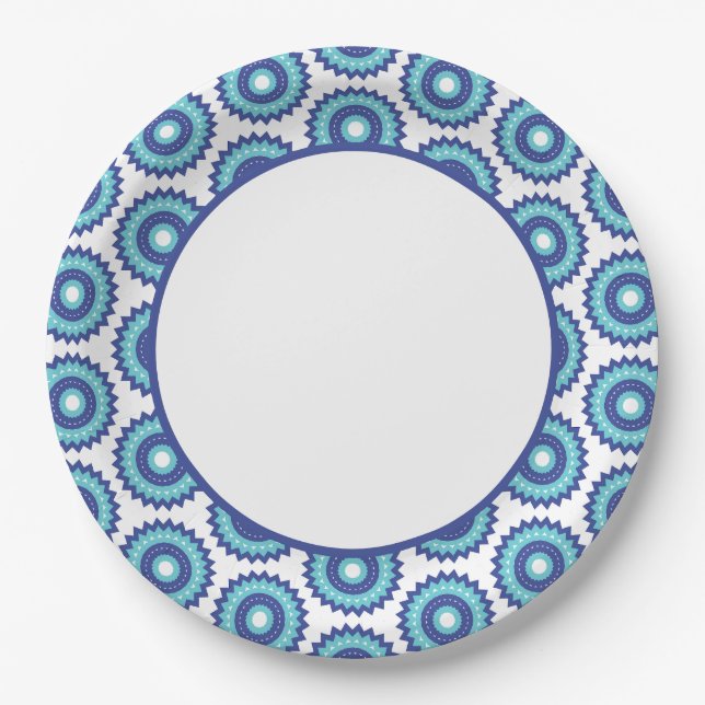 Blue Retro Paper Plates (Front)