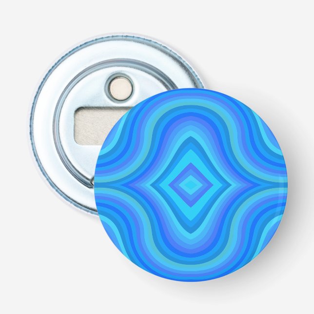 Blue Retro Pattern Bottle Opener (Front)