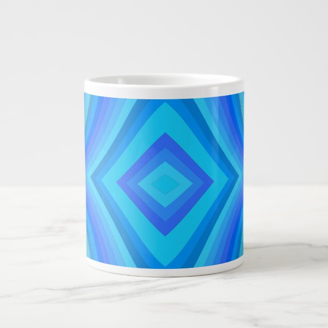 Blue Retro Pattern Giant Coffee Mug (Front)