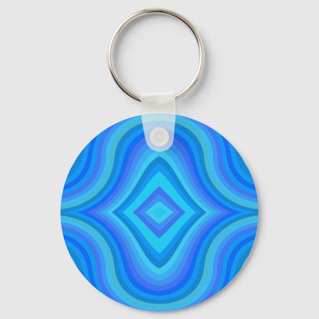 Blue Retro Pattern Keychain (Front)