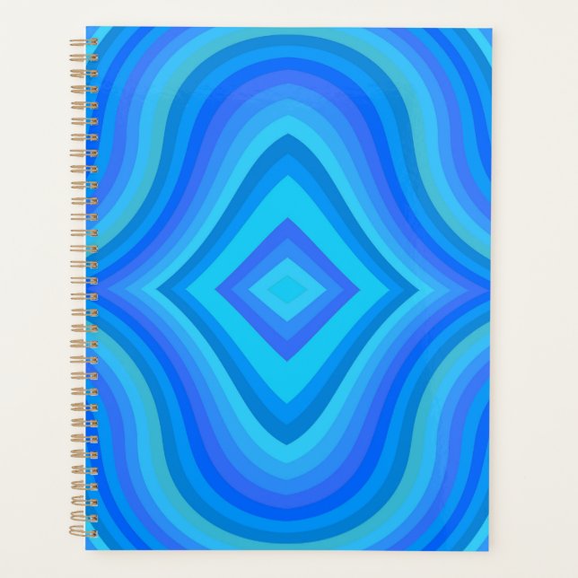 Blue Retro Pattern Planner (Front)