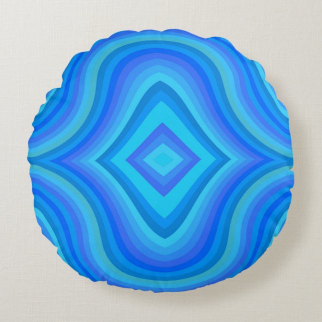 Blue Retro Pattern Round Pillow (Front)
