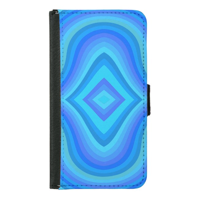 Blue Retro Pattern Samsung Galaxy Wallet Case (Front)