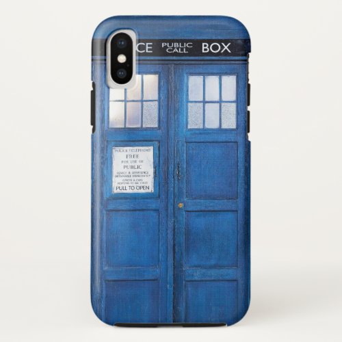 Blue Retro Phone Booth Call Box iPhone X Case