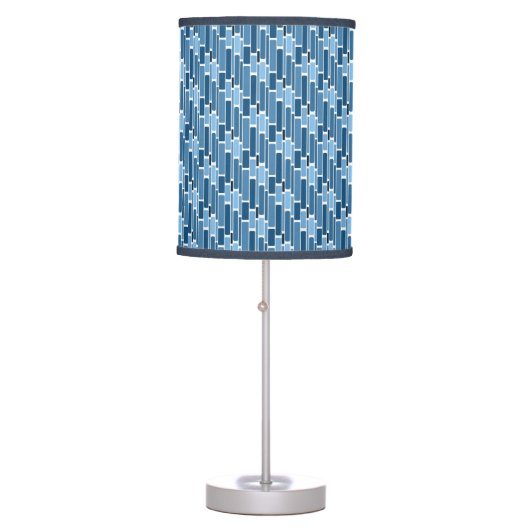 Blue Retro Rectangle Pattern Table Lamp (Front)