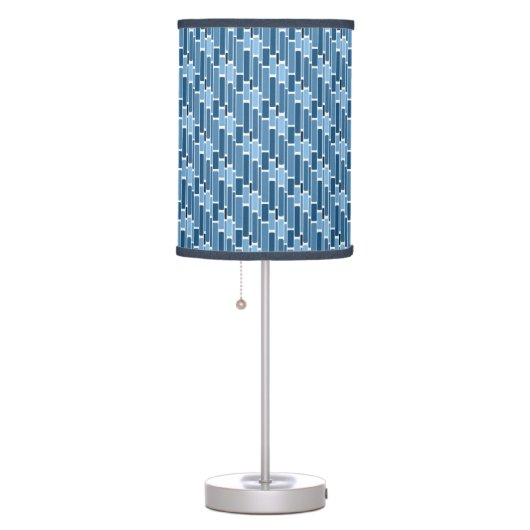 Blue Retro Rectangle Pattern Table Lamp (Right)
