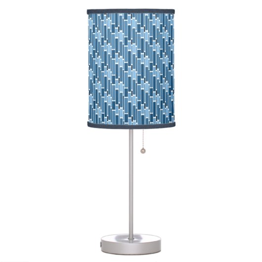 Blue Retro Rectangle Pattern Table Lamp (Left)