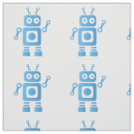 Blue Retro Robot Fabric