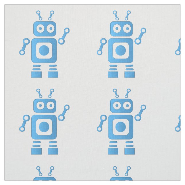 Blue Retro Robot Fabric (Swatch)
