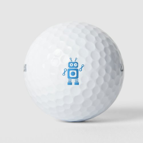 Blue Retro Robot Golf Balls