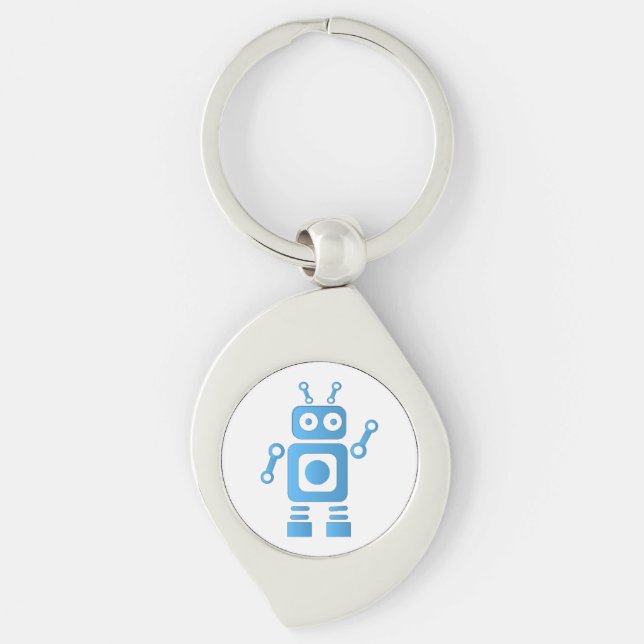 Blue Retro Robot Keychain (Front)