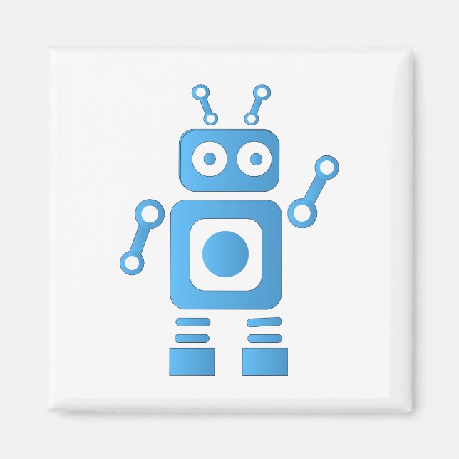 Blue Retro Robot Magnet (Front)