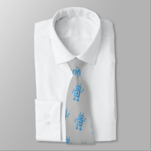 Blue Retro Robot Neck Tie