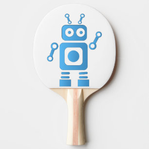 Blue Retro Robot Ping Pong Paddle