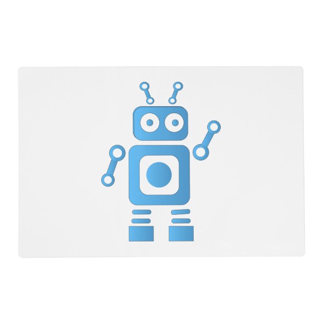 Blue Retro Robot Placemat (Front)