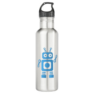 Blue Retro Robot Stainless Steel Water Bottle