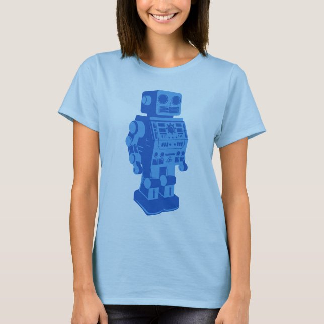 Blue Retro Robot T-Shirt (Front)