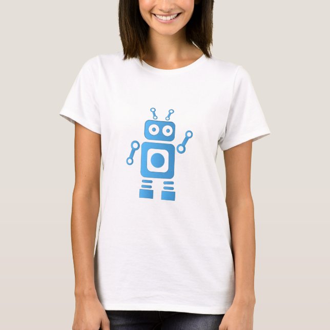 Blue Retro Robot T-Shirt (Front)