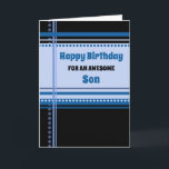 Blue Retro Son Birthday Card<br><div class="desc">Birthday card for son with fun blue and black retro pattern and thoughtful verse.</div>