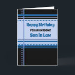 Blue Retro Son in Law  Birthday Card<br><div class="desc">Birthday card for son in law with fun blue and black retro pattern and thoughtful verse.</div>