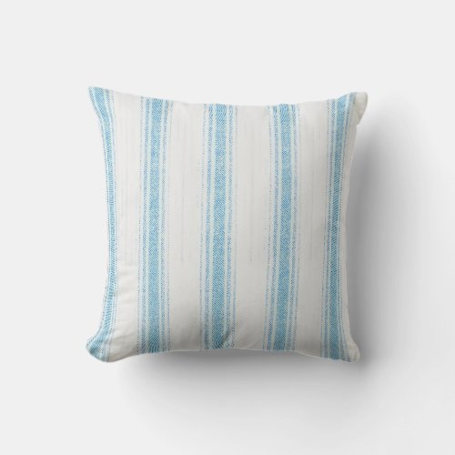 Blue Retro Stripe Ticking Style Pillow