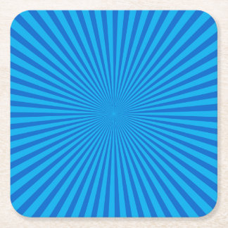 Blue Retro Sunburst Background Square Paper Coaster