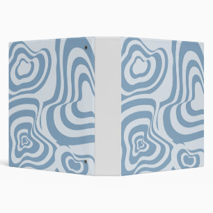Blue Retro Swirl Groovy Y2K Pattern  3 Ring Binder