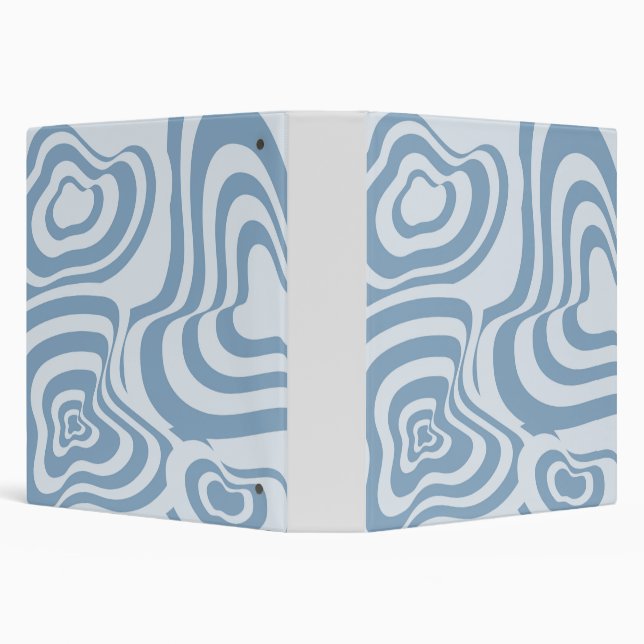 Blue Retro Swirl Groovy Y2K Pattern  3 Ring Binder (Background)