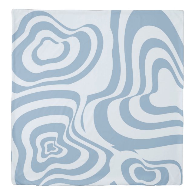 Blue Retro Swirl Groovy Y2K Pattern  Duvet Cover (Front)