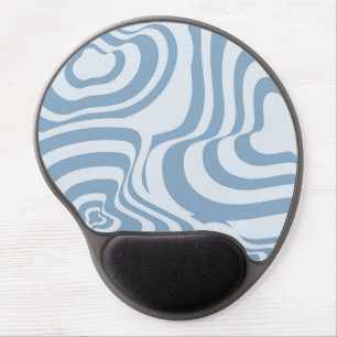 Blue Retro Swirl Groovy Y2K Pattern Gel Mouse Pad