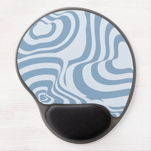 Blue Retro Swirl Groovy Y2K Pattern  Gel Mouse Pad (Front)