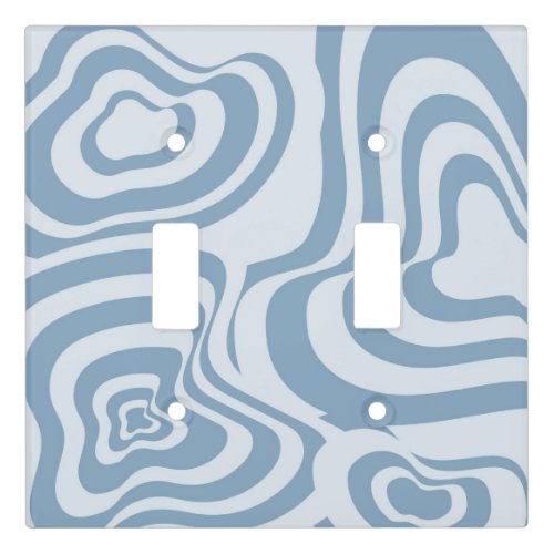 Blue Retro Swirl Groovy Y2K Pattern  Light Switch Cover