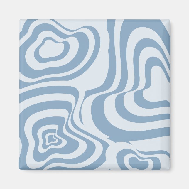Blue Retro Swirl Groovy Y2K Pattern  Magnet (Front)