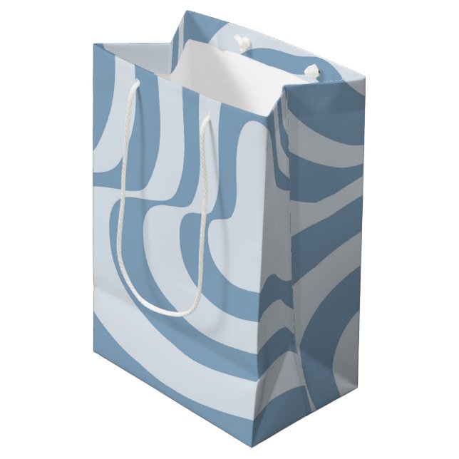 Blue Retro Swirl Groovy Y2K Pattern  Medium Gift Bag (Front Angled)