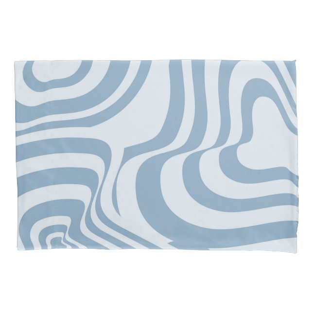 Blue Retro Swirl Groovy Y2K Pattern  Pillow Case (Front)