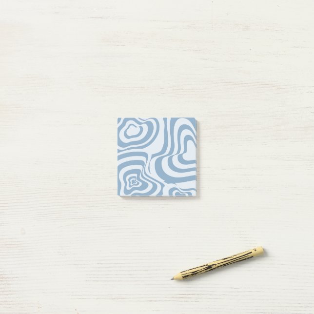 Blue Retro Swirl Groovy Y2K Pattern  Post-it Notes (On Desk)