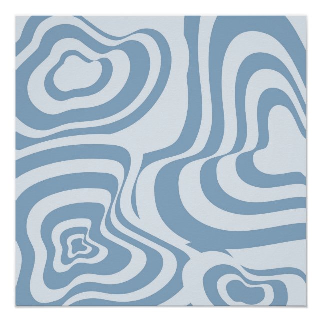 Blue Retro Swirl Groovy Y2K Pattern  Poster (Front)