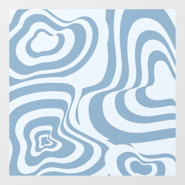 Blue Retro Swirl Groovy Y2K Pattern  Window Cling (Sheet)