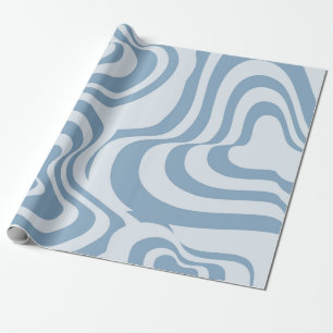 Blue Retro Swirl Groovy Y2K Pattern Wrapping Paper