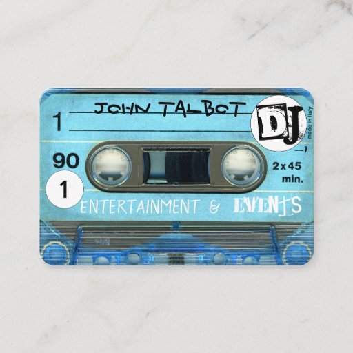 Customizable Blue Retro T4 Audiotape Cassette 80s DJ Business C Business Card