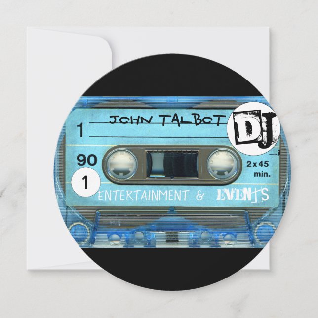 Blue Retro T4 Audiotape Cassette 80s DJ Business R Save The Date (Front)