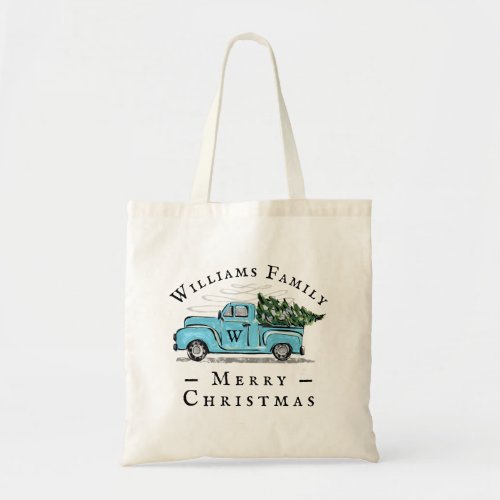 Blue Retro Truck Custom Tote Bag