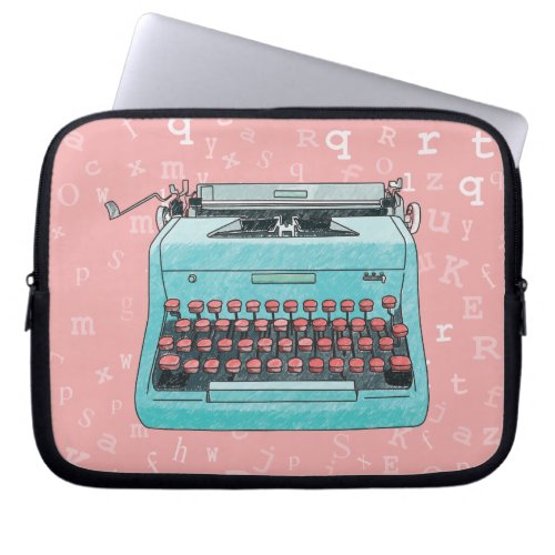 Blue Retro Typewriter on Type Background Case