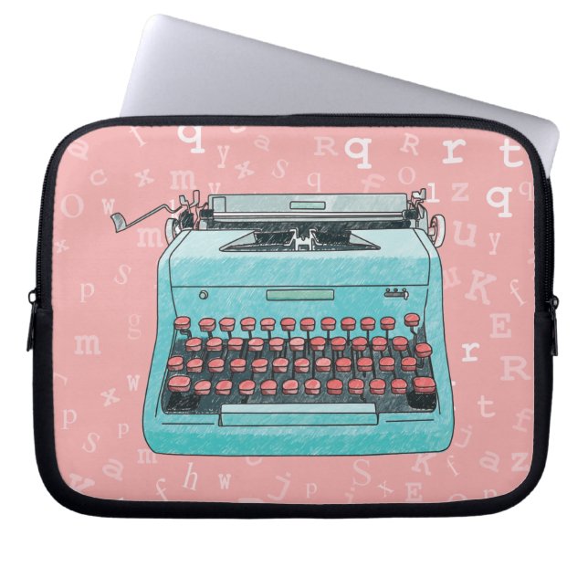 Blue Retro Typewriter on Type Background Case (Front)