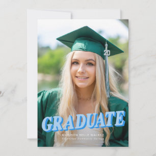 Blue Retro Typography Graduation Announcement