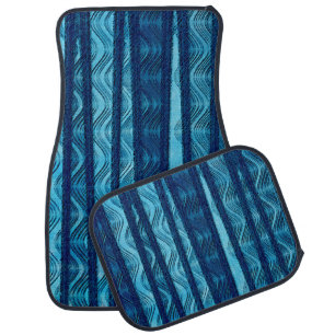 Blue Retro Wave Unique Cool Pattern Car Floor Mat