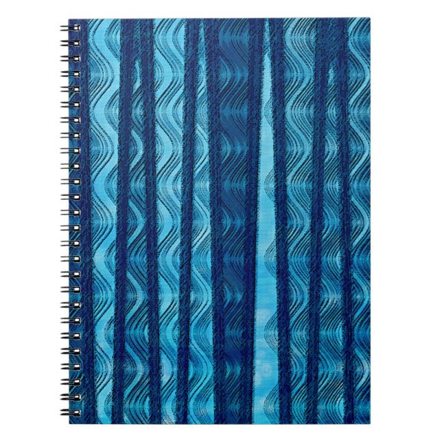 Blue Retro Wave Unique Cool Pattern Notebook (Front)