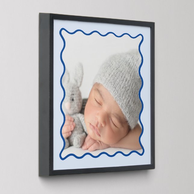 Blue Retro Wavy Border  Peel And Stick Photo Tile (Angled)
