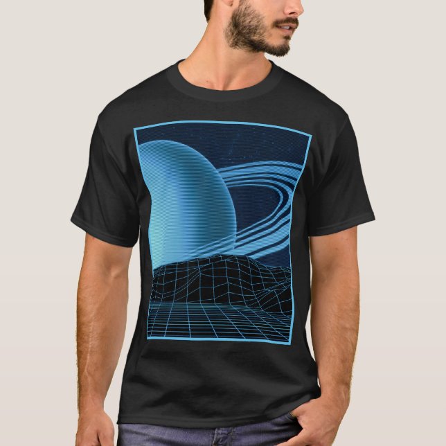 Blue Retrowave Design Men's T-Shirt (Front)