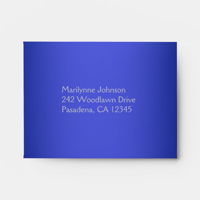 Blue Return Address Envelope for Reply Card (Front)
